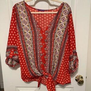 Paisley 3/4 Roll Up Sleeve Blouse